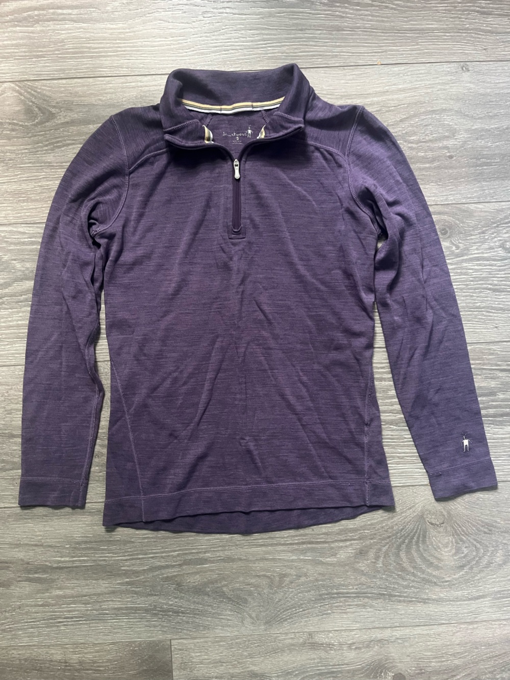 Smartwool Purple 100% Merino Wool Long Sleeve Quarter Zip Outdoor Hiking Top S